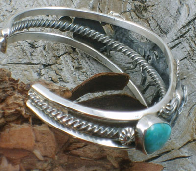 wild horses sterling and turquoise cuff bracelet (4).jpg